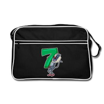 Motif Singe 7ème Anniversaire - Sept ans - Sac Retro - noir/blanc - Devant