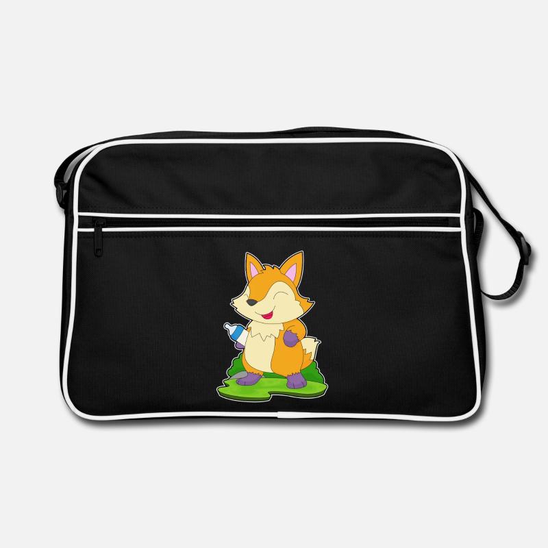 Fuchs Babyflasche Milch - Retro Tasche - Schwarz/Weiß