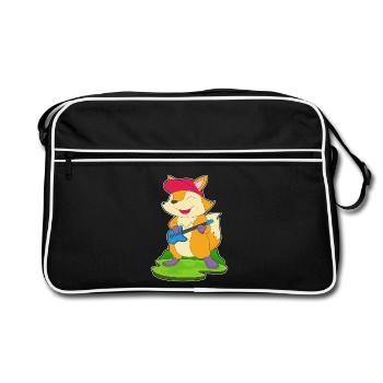 Fuchs Musiker Gitarre Musik - Retro Tasche - Schwarz/Weiß - Vorne