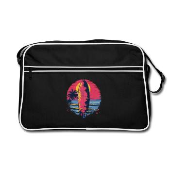 Surfboard Synthwave - Retro Bag - black/white - Front