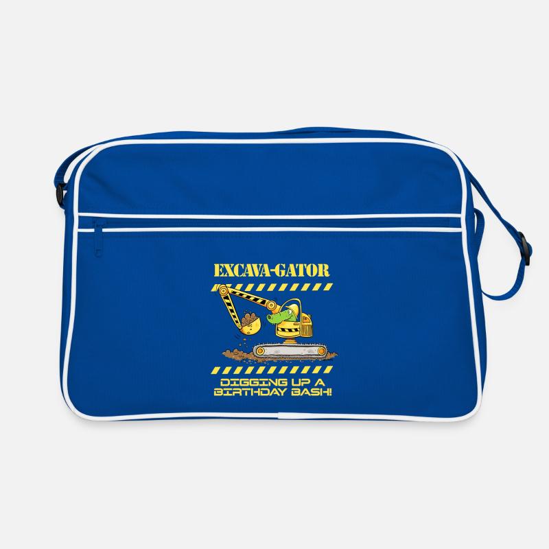 Baustelle Bagger Krokodil Spruch Wortspiel Retro Tasche
