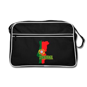 Drapeau du Portugal, carte drapeau du Portugal - Sac Retro - noir/blanc - Devant