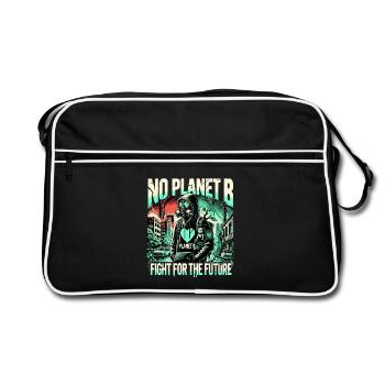 Kein Kampf von Planet B für die Zukunft - Retro Tasche - Schwarz/Weiß - Vorne