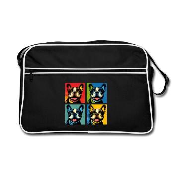 Frenchie Pop Art Bulles, Crêpe, Chonk, Grignotage - Sac Retro - noir/blanc - Devant
