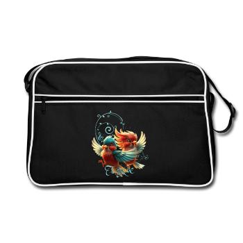 Love melody of tender birds. - Retro Bag - black/white - Front