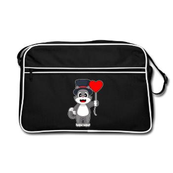 Cat Groom Heart Wedding - Retro Bag - black/white - Front