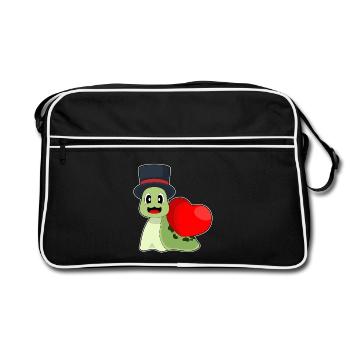 Snail Groom Heart Wedding - Retro Bag - black/white - Front