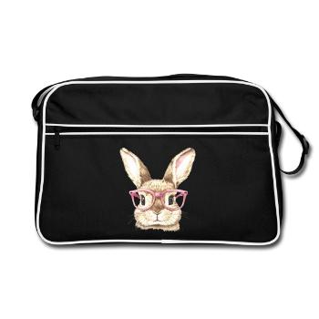 Lapin Lapin Lunettes Oreilles de Lapin Cadeau Lapin - Sac Retro - noir/blanc - Devant