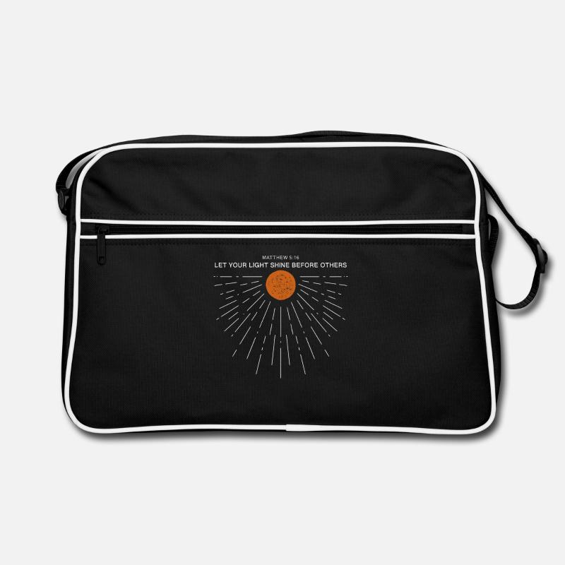 Sonne Bibelvers Matthäus 5:16 Glaube Christlich - Retro Tasche - Schwarz/Weiß