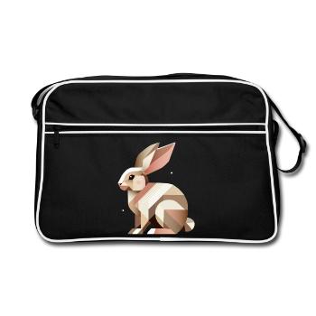 Charmante Geometrie – Der abstrakte Hase - Retro Tasche - Schwarz/Weiß - Vorne