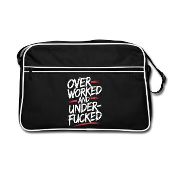 Edgy Overworked and Underfucked Graffiti Style - Retro Bag - black/white - Front