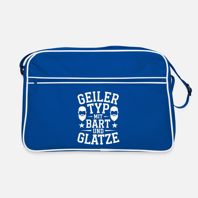 Geiler Typ Mit Bart & Glatze Glatzkopf Bartträger Retro Tasche