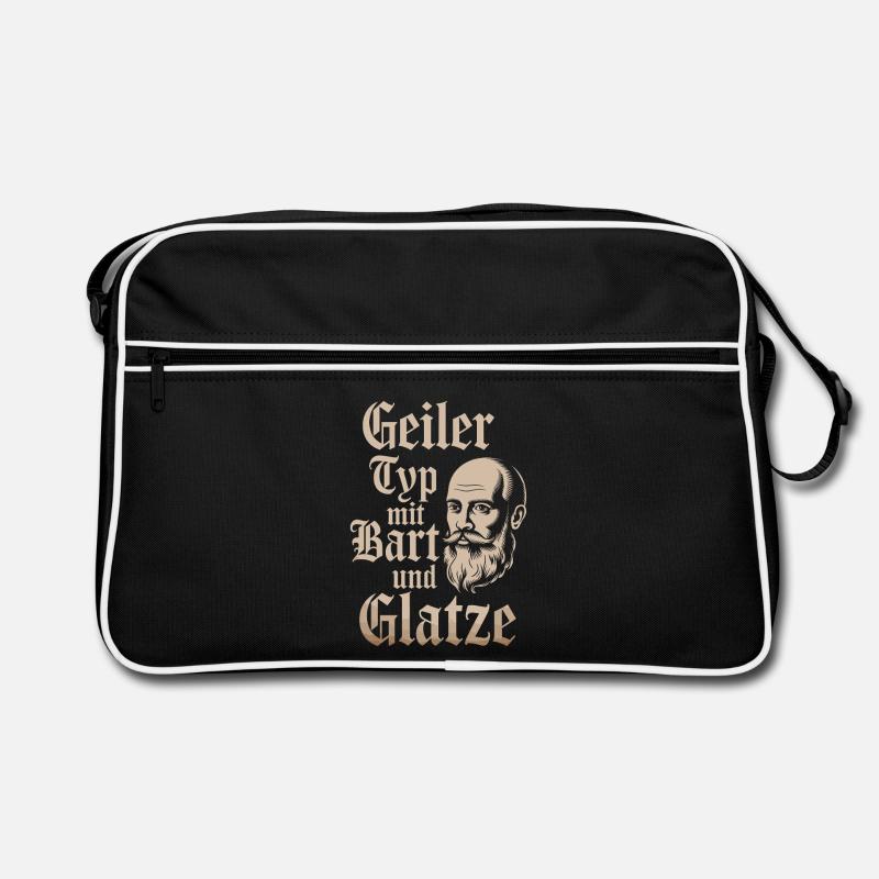 Geiler Typ Mit Bart & Glatze Glatzkopf Bartträger Retro Tasche