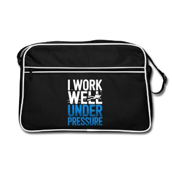 Tauchen I Work Well Under Pressure Taucher Tauch - Retro Tasche - Schwarz/Weiß - Vorne