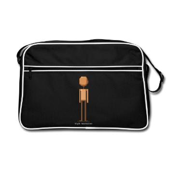 High Resolution Ironic Pixel Art Fun Design - Retro Bag - black/white - Front