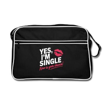 Yes I'm Single Now Is Your Chance Dating Singles - Retro Bag - black/white - Front