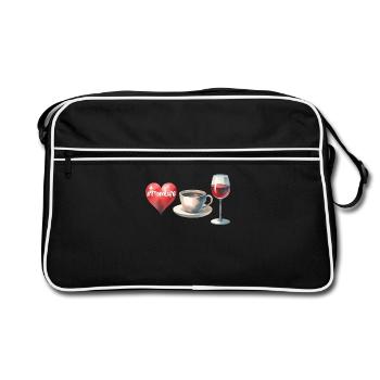MomLife Café Vin Coeur Aquarelle Look Drôle - Sac Retro - noir/blanc - Devant