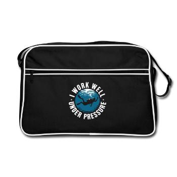 Tauchen I Work Well Under Pressure Taucher Tauch - Retro Tasche - Schwarz/Weiß - Vorne