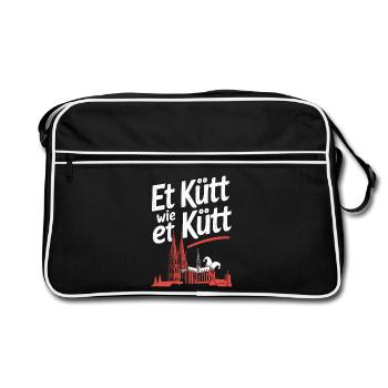 Köln Et Kütt Wie Et Kütt Kölner Grundgesetz Kölsch - Retro Tasche - Schwarz/Weiß - Vorne