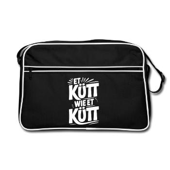 Köln Et Kütt Wie Et Kütt Kölner Grundgesetz Kölsch - Retro Tasche - Schwarz/Weiß - Vorne