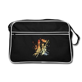 Vintage Chess Queen and King - Retro Bag - black/white - Front