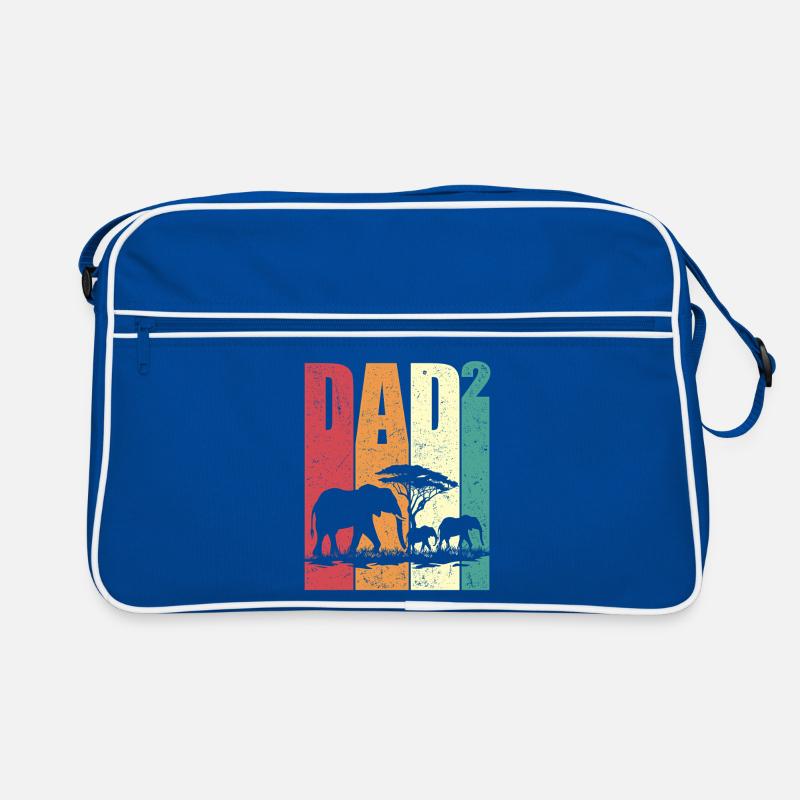 Elefant Zwei Kinder Dad Hoch 2 Vatertag Geschenk Retro Tasche