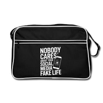 Nobody Cares About Your Social Media Fake Life - Retro Bag - black/white - Front