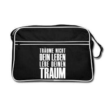 Träume nicht dein Leben - Unternehmer Startup - Retro Tasche - Schwarz/Weiß - Vorne