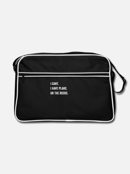 Drôle de dicton, escalade, bloc, logo vintage - Sac Retro - noir/blanc - Devant
