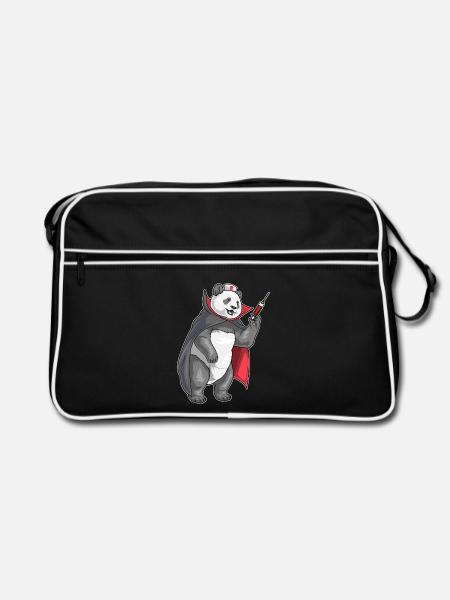 Panda Halloween Nurse - Retro Bag - black/white - Front