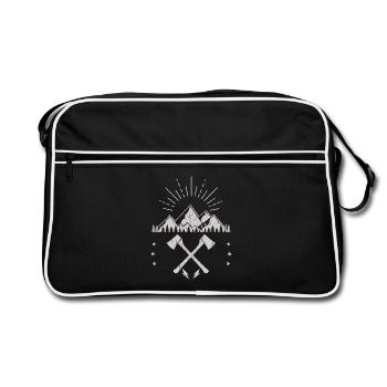 Rugged Mountain Sunrise Axe Emblem - Retro Bag - black/white - Front