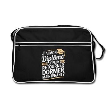 J’ai Mon Diplôme Je Peux Retourner Dormir Humour - Sac Retro - noir/blanc - Devant