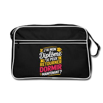 J’ai Mon Diplôme Je Peux Retourner Dormir - Sac Retro - noir/blanc - Devant