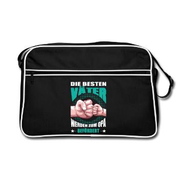 Opa Geschenk Väter Befördert Spruch Großvater - Retro Tasche - Schwarz/Weiß - Vorne