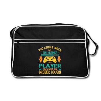 Seul enfant complet Je serai bientôt un grand cousin - Sac Retro - noir/blanc - Devant