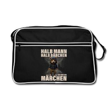 Half Man Half Bear Fairy Tale Funny Saying - Retro Bag - black/white - Front