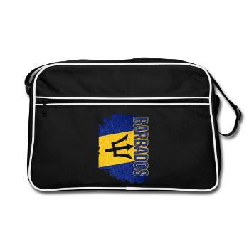 Drapeau de la Barbade debout, j’adore la Barbade - Sac Retro - noir/blanc - Devant