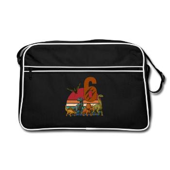 Retro Dinosaur Dino Birthday 6 Years Gift - Retro Bag - black/white - Front