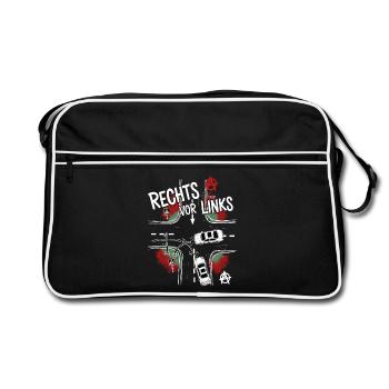 Rechts Vor Links gegen Anarchie auf der Straße - Retro Tasche - Schwarz/Weiß - Vorne