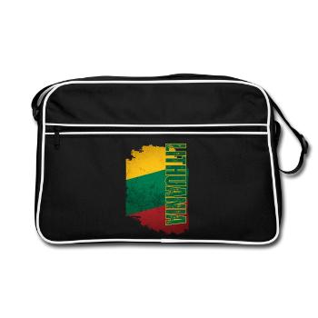 Drapeau lituanien vertical, fierté lituanienne - Sac Retro - noir/blanc - Devant