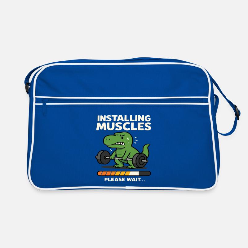 Installing Muscles Please Wait Funny Dinosaurus Retro Bag