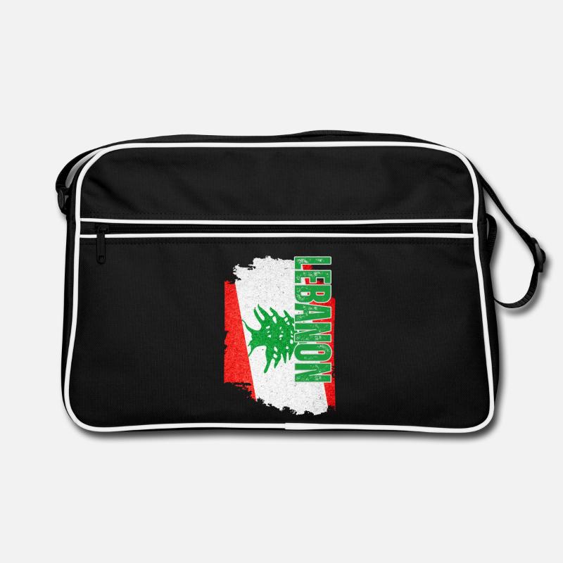 Vertikale Libanon-Flagge, Ich liebe den Libanon Retro Tasche