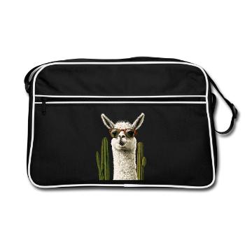 Funny Llama Alpaca Llama Animal Gift - Retro Bag - black/white - Front