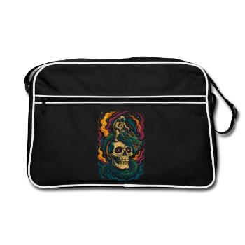 Astronaute chevauchant Dragon Crâne cosmique Art - Sac Retro - noir/blanc - Devant