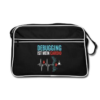 Debugging ist mein Cardio - Programmierer Nerd - Retro Tasche - Schwarz/Weiß - Vorne