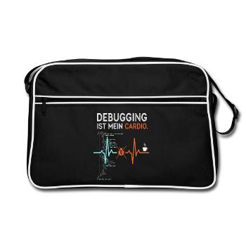 Debugging ist mein Cardio - Computer Nerd - Retro Tasche - Schwarz/Weiß - Vorne