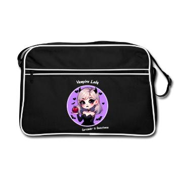 Cute Vampire Lady Kawaii Helloween Girl Devil - Retro Bag - black/white - Front