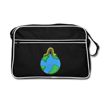 Raupe Erdkugel - Retro Tasche - Schwarz/Weiß - Vorne