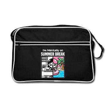 ICH BIN MENTAL IN DEN SOMMERFERIEN - LEHRERGESCHENK - Retro Tasche - Schwarz/Weiß - Vorne