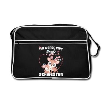 Nachwuchs Verkünden Ich Werde Große Schwester 2027 - Retro Tasche - Schwarz/Weiß - Vorne